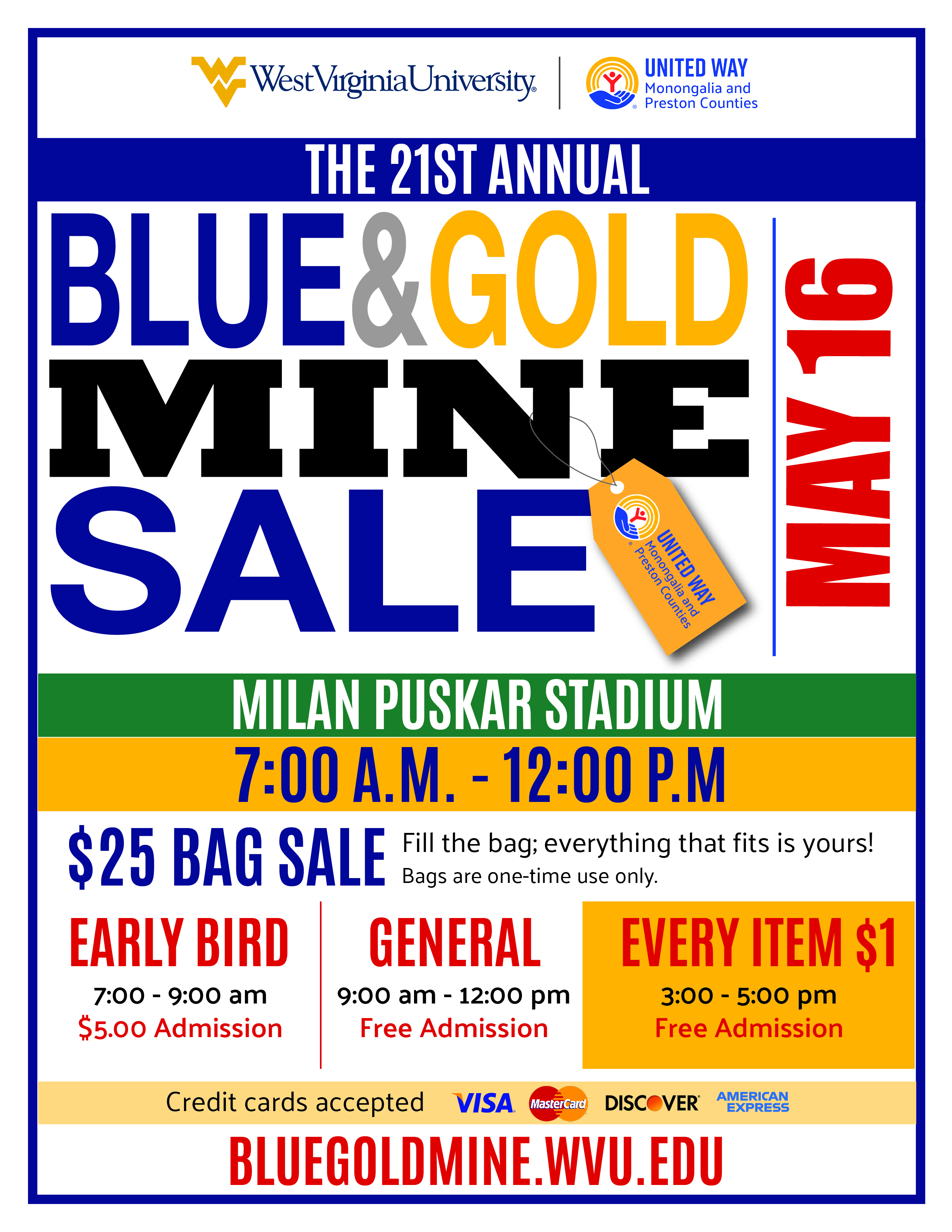 Blue and Gold Mine Sale flyer